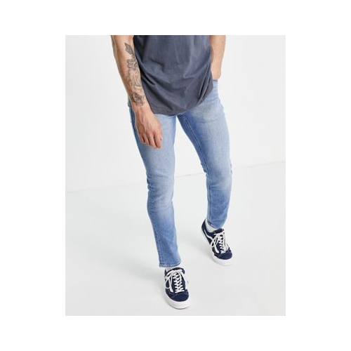 Синие выбеленные узкие джинсы в винтажном стиле из эластичной ткани ASOS DESIGN Голубой