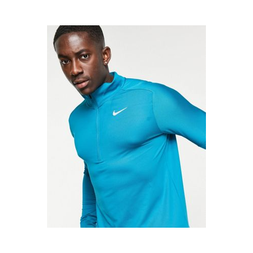 Синий топ с короткой молнией Nike Running Dri-FIT Element Голубой