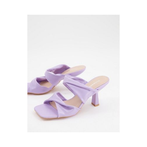 Сиреневые босоножки-мюли на каблуке с перекрученными ремешками Glamorous-Фиолетовый цвет