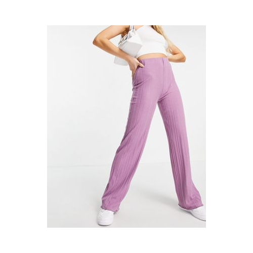 Сиреневые брюки в рубчик с завышенной талией от комплекта NA-KD-Фиолетовый цвет
