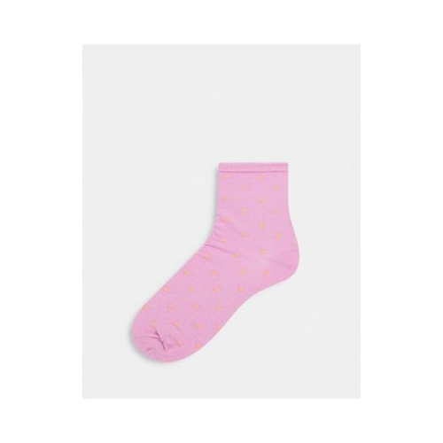 Сиреневые носки в желтый горошек с блестками Pieces-Фиолетовый цвет