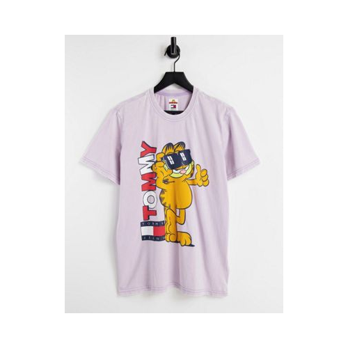 Сиреневая футболка в стиле унисекс с принтом на спине Tommy Jeans X Garfield-Фиолетовый цвет