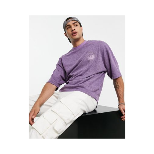 Сиреневая oversized-футболка с начесом и вышивкой на груди ASOS DESIGN-Фиолетовый цвет