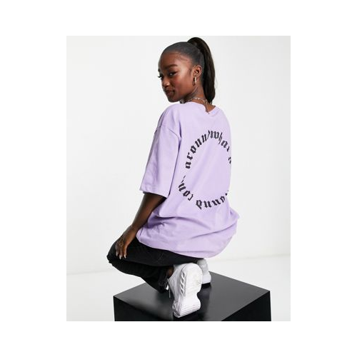 Сиреневая oversized-футболка с принтом "Karma" NA-KD-Фиолетовый цвет