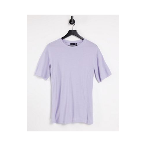 Сиреневая oversized-футболка в рубчик с разрезами по бокам и декоративной строчкой ASOS DESIGN-Фиолетовый цвет