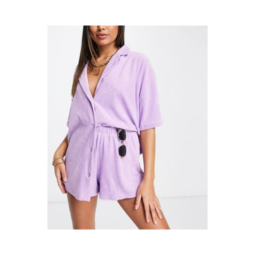 Сиреневая пляжная рубашка из махрового трикотажа от комплекта ASOS DESIGN-Фиолетовый цвет