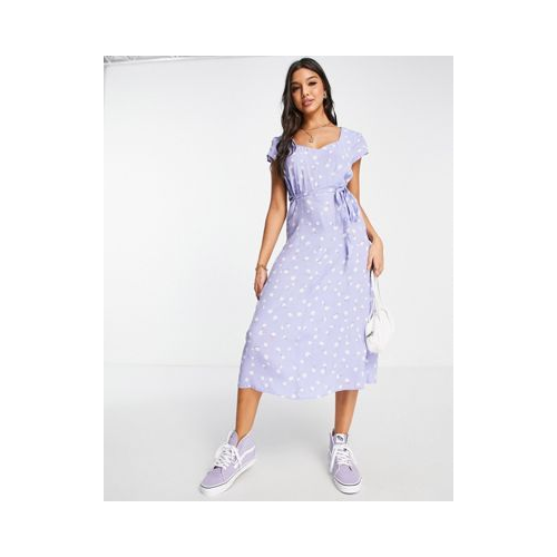 Сиреневое чайное платье миди с цветочным принтом Cotton:On Многоцветный