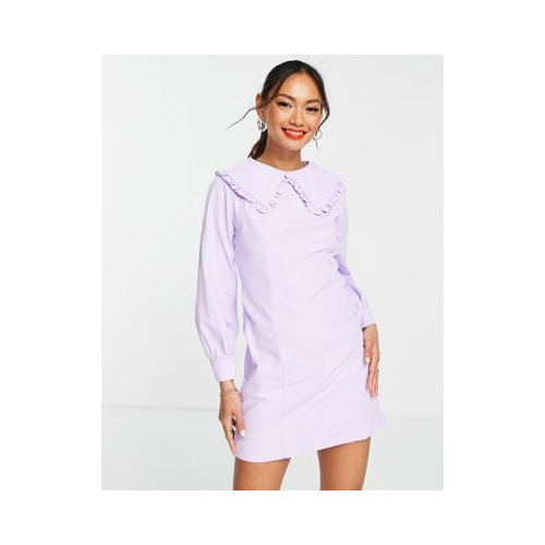 Сиреневое платье мини с воротником Trendyol-Фиолетовый цвет