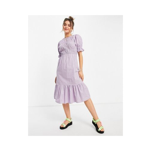 Сиреневое платье миди с узором в горошек Influence-Фиолетовый цвет