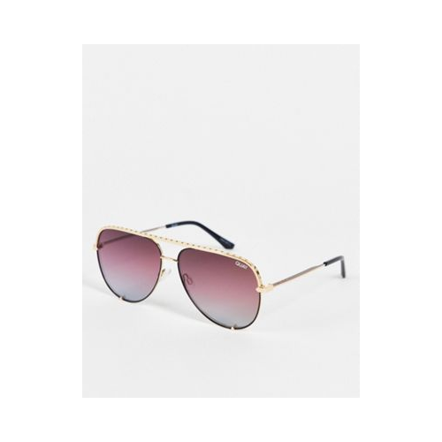 Солнцезащитные очки-авиаторы с фиолетовыми затемненными стеклами Quay Золотистый