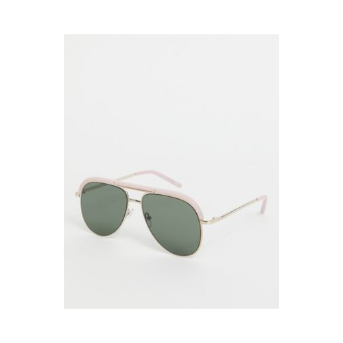Солнцезащитные очки-авиаторы с верхней планкой из розового стекла ASOS DESIGN-Розовый цвет