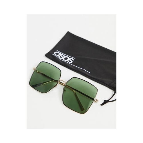 Солнцезащитные очки в блестящей черной оправе с линзами G15 в стиле 70-х ASOS DESIGN-Черный цвет