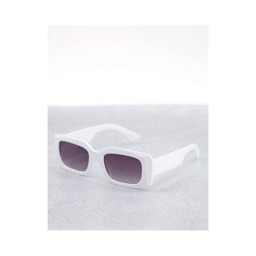 Солнцезащитные очки в блестящей прямоугольной оправе белого цвета со скошенными углами ASOS DESIGN