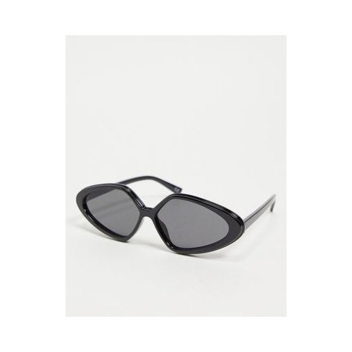 Солнцезащитные очки в глянцевой оправе «кошачий глаз» черного цвета ASOS DESIGN Recycled
