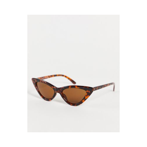 Солнцезащитные очки в коричневой черепаховой оправе «кошачий глаз» с острыми углами Topshop Valentina-Коричневый цвет