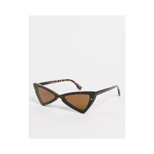 Солнцезащитные очки в коричневой угловой оправе с черепаховым принтом Vero Moda-Черный цвет