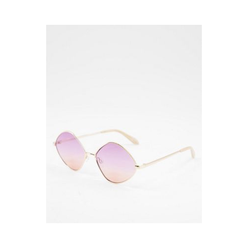 Солнцезащитные очки в золотистой ромбовидной оправе с линзами сиреневого цвета с эффектом деграде Quay It's A Look