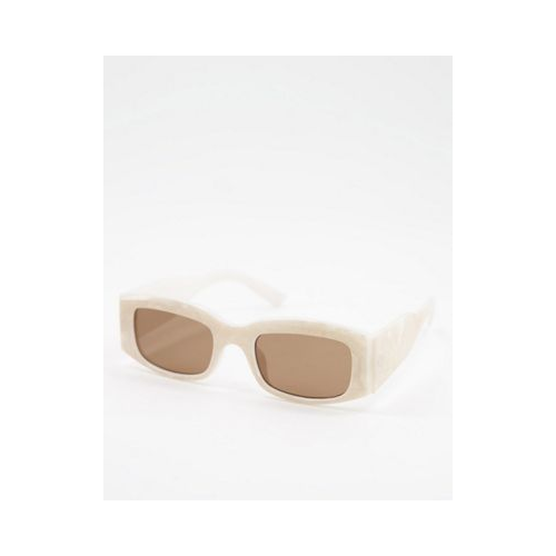 Солнцезащитные квадратные очки среднего размера в оправе из переработанных материалов и ацетата белого цвета ASOS DESIGN
