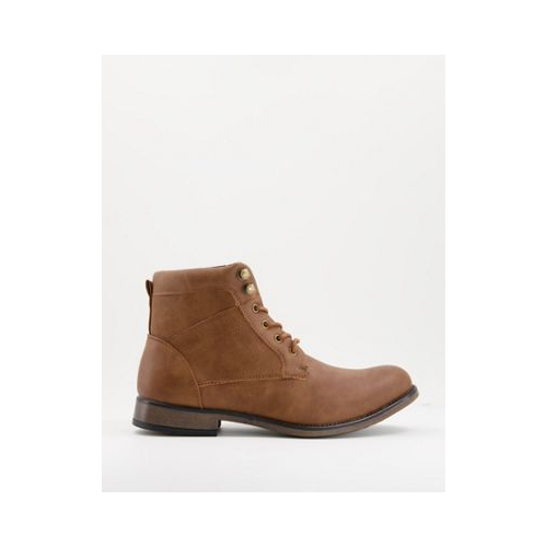 Темно-коричневые ботинки на шнуровке New Look-Коричневый цвет