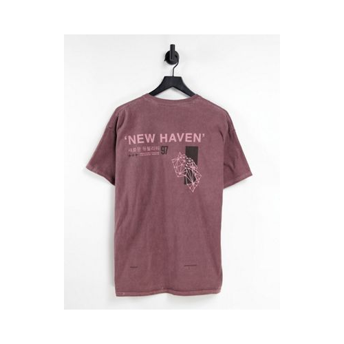 Темно-розовая oversized-футболка с принтом "New Haven" на спине New Look-Розовый цвет