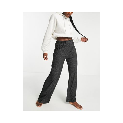 Темно-серые меланжевые брюки для дома с широкими штанинами из мягкой трикотажной ткани Loungeable