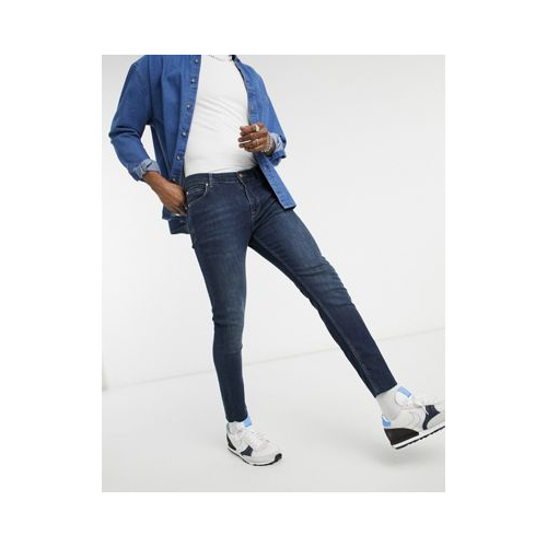 Темно-синие джинсы скинни в винтажном стиле с необработанной кромкой ASOS DESIGN Голубой