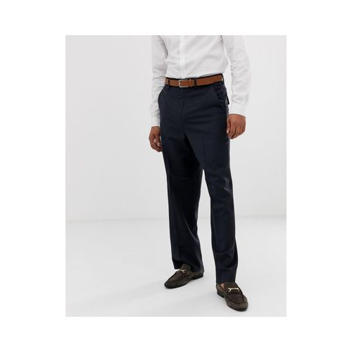 Темно-синие широкие строгие брюки из 100% шерсти ASOS DESIGN Темно-