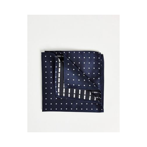 Темно-синий платок в горошек для нагрудного кармана French Connection