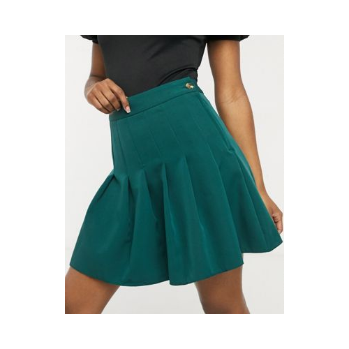 Темно-зеленая плиссированная мини-юбка New Look-Зеленый цвет
