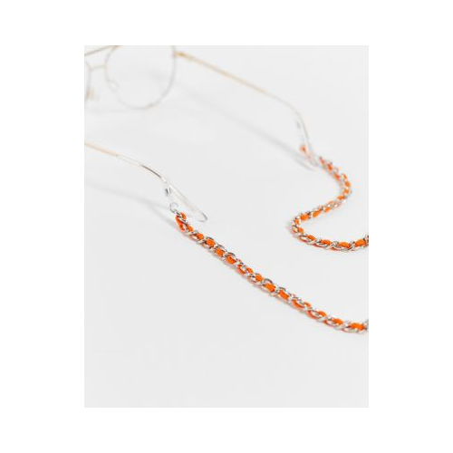Тонкая цепочка для солнцезащитных очков с плетеной отделкой и крупными звеньями ASOS DESIGN-Оранжевый цвет