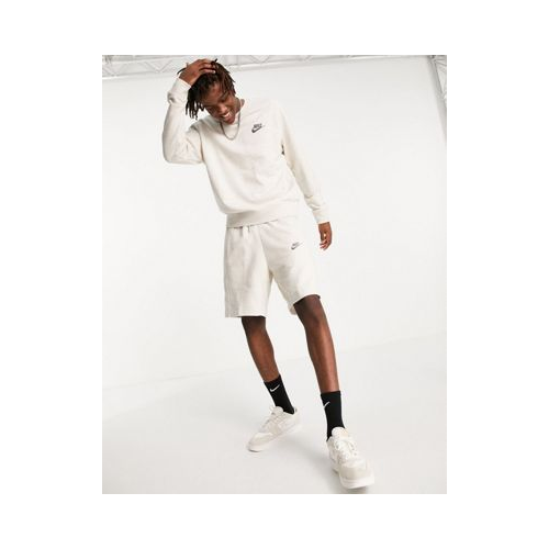 Трикотажные меланжевые шорты светло-бежевого цвета Nike Revival-Светло-бежевый