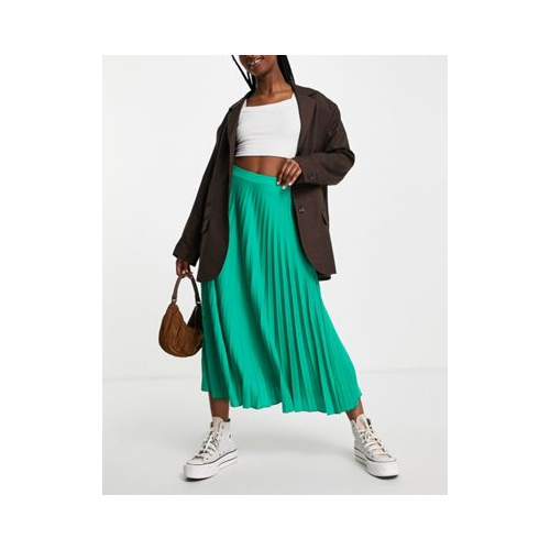 Трикотажная плиссированная юбка миди зеленого цвета ASOS DESIGN Разноцветный