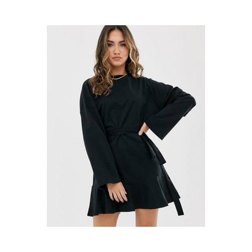 Трикотажное платье с длинными рукавами ASOS DESIGN-Черный цвет