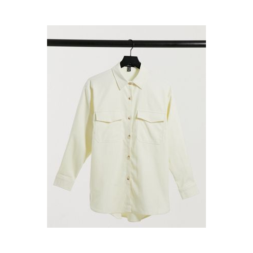 Уютная куртка-рубашка в стиле oversized пастельного кремового цвета New Look Белый