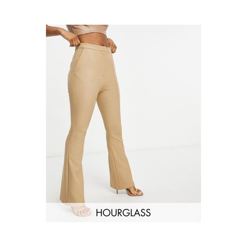 Узкие расклешенные брюки бежевого цвета со швами ASOS DESIGN Hourglass