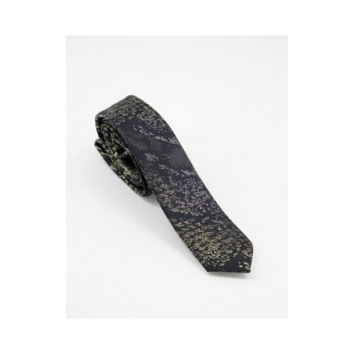 Узкий черный с золотистым галстук со звериным принтом ASOS DESIGN Разноцветный