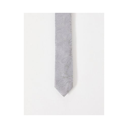 Узкий галстук с серебристым принтом пейсли ASOS DESIGN