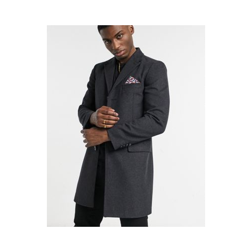 Угольно-серое пальто из ткани с добавлением шерсти Harry Brown