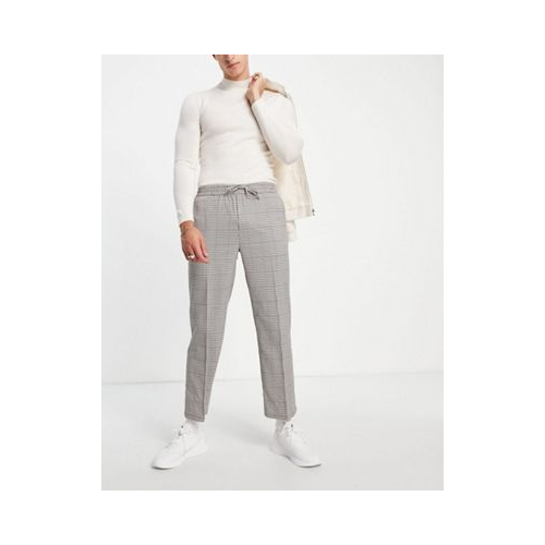 Укороченные брюки в клетку с широкими штанинами и узором «гусиная лапка» Topman-Светло-бежевый цвет
