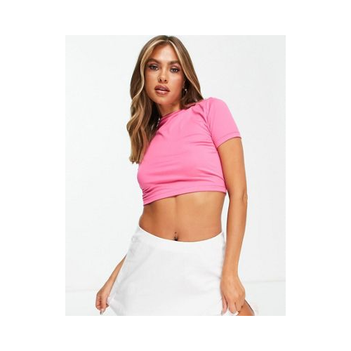 Укороченная розовая футболка с завязкой на спине Night Addict-Розовый цвет