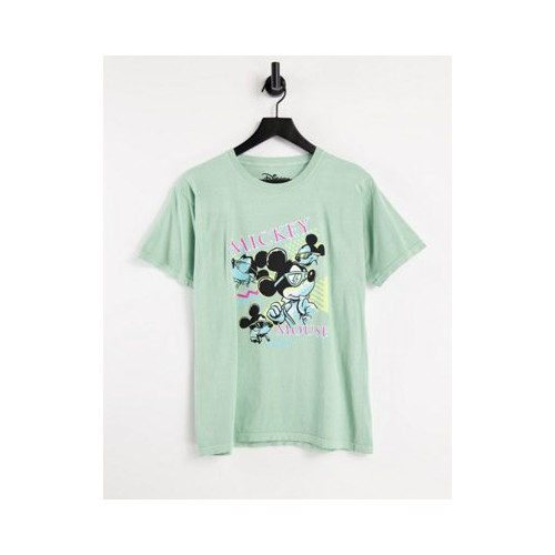 Выбеленная в винтажном стиле oversized-футболка с принтом Микки Мауса Daisy Street-Зеленый цвет