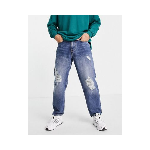 Выбеленные голубые мешковатые джинсы в стиле 90-х со рваной отделкой New Look