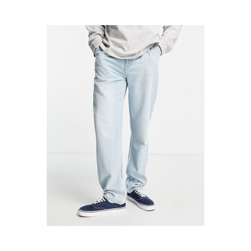 Выбеленные светло-голубые джинсы прямого кроя со складками ASOS DESIGN