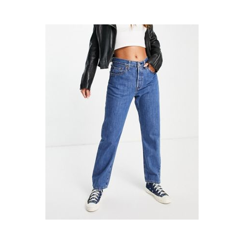 Выбеленные укороченные джинсы с завышенной талией и прямыми штанинами Levi's 501 Голубой