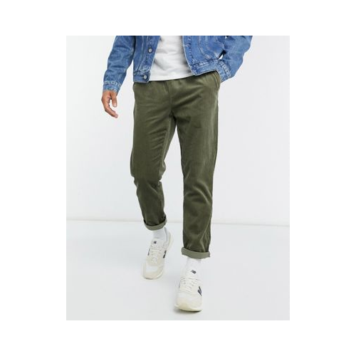 Вельветовые узкие брюки цвета хаки ASOS DESIGN Зеленый