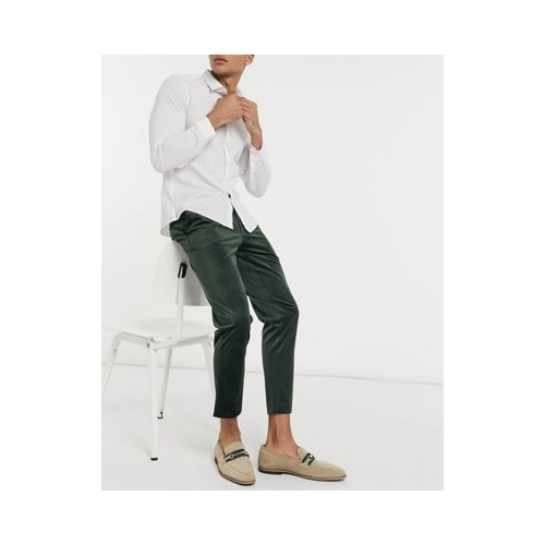 Вельветовые зауженные и укороченные брюки Gianni Feraud-Зеленый цвет