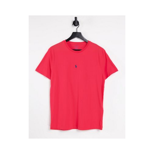 Ярко-красная футболка с короткими рукавами и логотипом в виде игрока поло по центру Polo Ralph Lauren