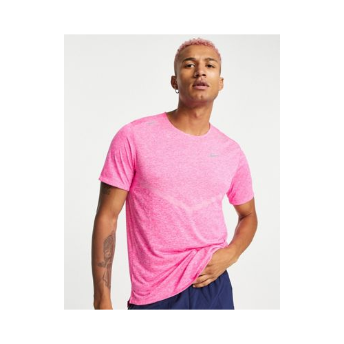 Ярко-розовая меланжевая футболка Nike Running Dri-FIT Rise-Розовый цвет