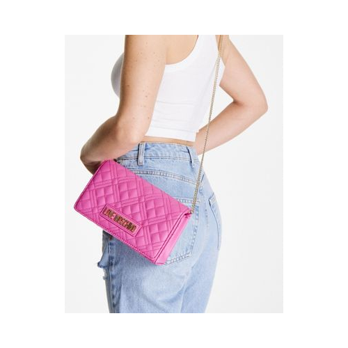 Ярко-розовая стеганая сумка через плечо Love Moschino-Розовый цвет