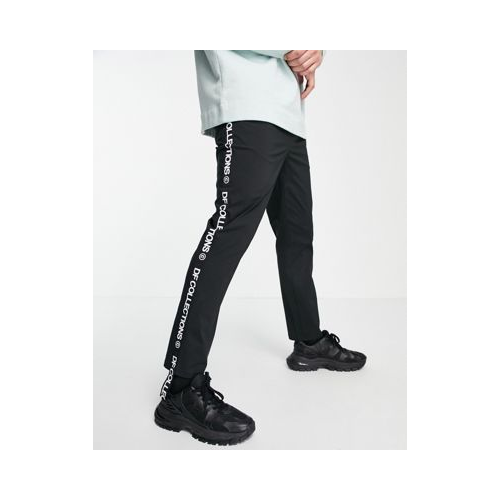 Зауженные брюки укороченного кроя с эластичным поясом и удлиненной боковой лентой ASOS Dark Future Черный